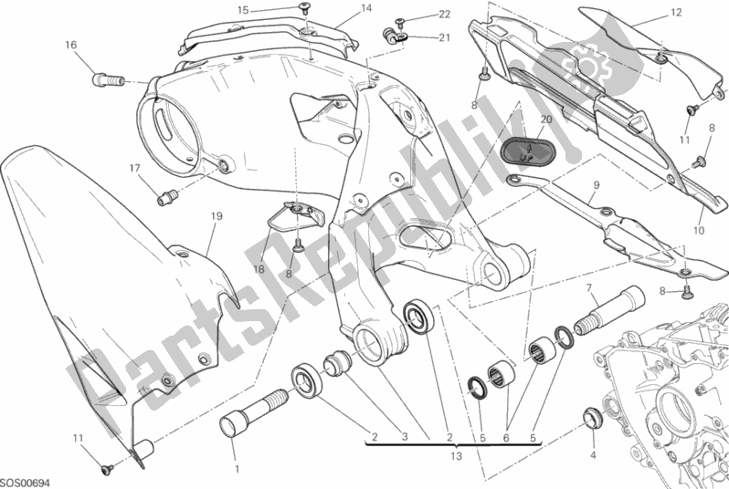 All parts for the Forcellone Posteriore of the Ducati Superbike 1199 Panigale ABS Brasil 2015